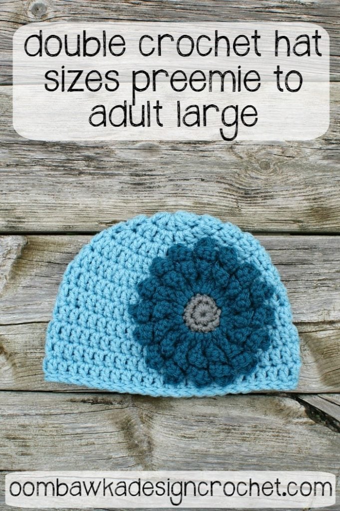 Basic Double Crochet Beanie Pattern. Oombawka Design Crochet. Sizes Baby to Adult.
