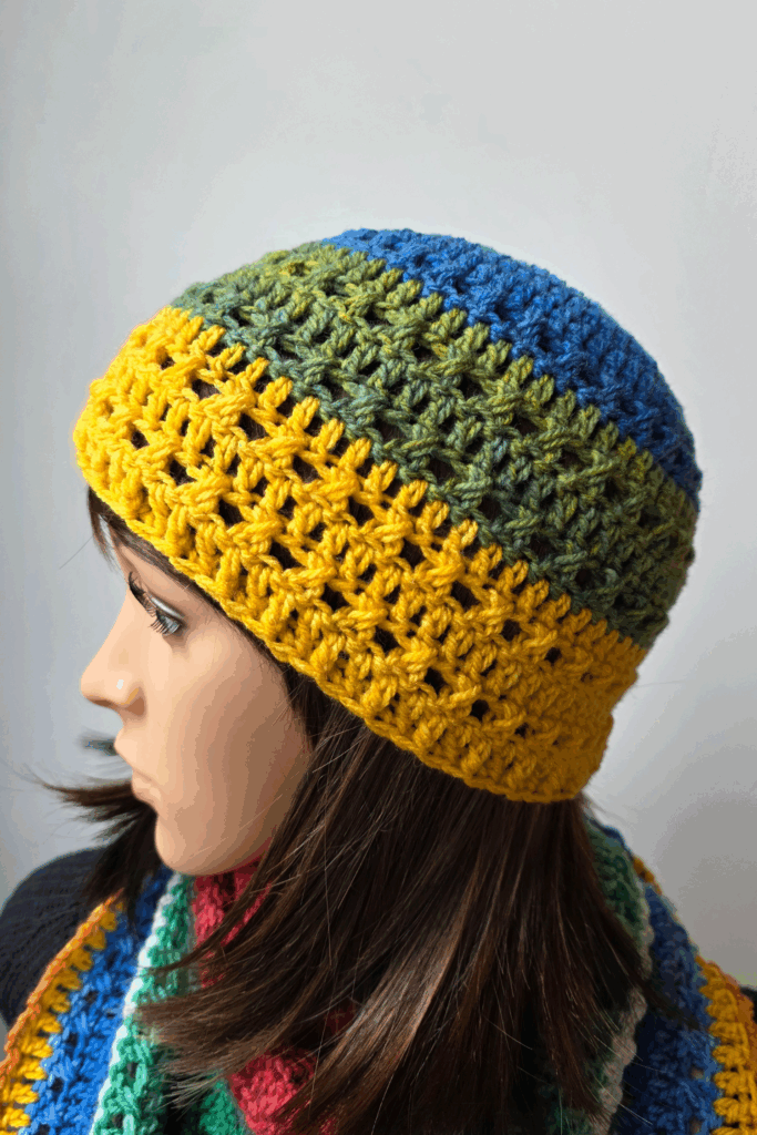 Easy Hudson Beanie Crochet Pattern with Mandala Yarn